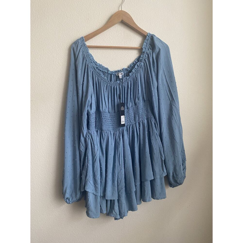 Fashion Nova Count In You Romper Womens XL Blue NEW - Picture 3 of 9